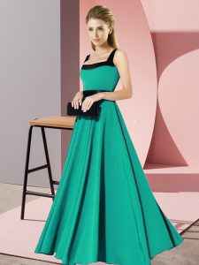 Great Floor Length Empire Sleeveless Turquoise Court Dresses for Sweet 16 Zipper