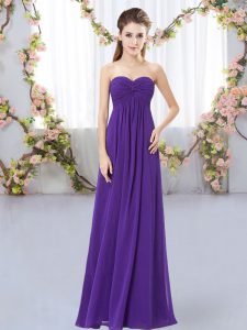Superior Purple Sweetheart Neckline Ruching Quinceanera Court Dresses Sleeveless Zipper