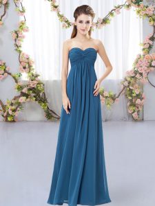 New Arrival Sleeveless Floor Length Ruching Zipper Dama Dress for Quinceanera with Teal