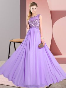 Comfortable Lavender Sleeveless Chiffon Backless Vestidos de Damas for Wedding Party