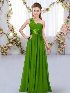 Dazzling Sleeveless Floor Length Belt Lace Up Damas Dress with Green