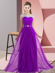 Beading Court Dresses for Sweet 16 Purple Lace Up Sleeveless Floor Length