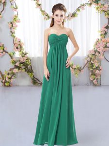 Cheap Dark Green Sleeveless Chiffon Zipper Quinceanera Dama Dress for Wedding Party