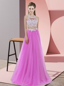 Elegant Tulle Sleeveless Floor Length Court Dresses for Sweet 16 and Lace