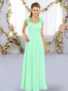 Trendy Floor Length Apple Green Vestidos de Damas Straps Sleeveless Lace Up