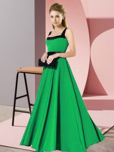 Green Vestidos de Damas Wedding Party with Belt Square Sleeveless Zipper