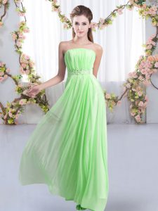 Attractive Empire Chiffon Strapless Sleeveless Beading Lace Up Court Dresses for Sweet 16 Sweep Train
