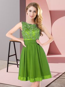 Chiffon Backless Court Dresses for Sweet 16 Sleeveless Mini Length Beading and Appliques