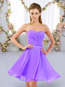 Comfortable Mini Length Lavender Dama Dress Sweetheart Sleeveless Lace Up