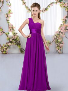 Top Selling Purple One Shoulder Neckline Belt Vestidos de Damas Sleeveless Lace Up