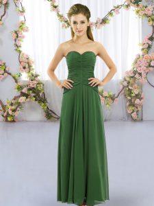 Amazing Green Dama Dress Wedding Party with Ruching Sweetheart Sleeveless Lace Up