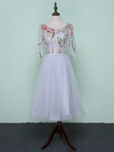 Super Scoop Half Sleeves Lace Up Quinceanera Court Dresses Grey Tulle