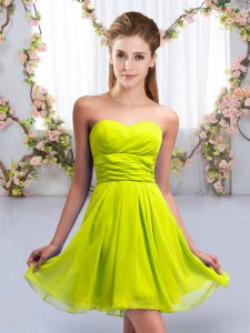 Trendy Yellow Green Sweetheart Neckline Ruching Damas Dress Sleeveless Lace Up