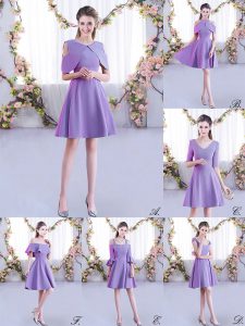 Top Selling Pink Damas Dress Wedding Party with Ruching Scoop Half Sleeves Zipper