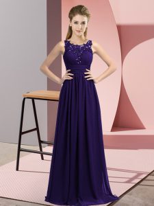 Most Popular Floor Length Empire Sleeveless Purple Vestidos de Damas Zipper