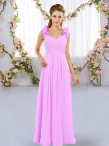 Exceptional Lilac Sleeveless Chiffon Lace Up Quinceanera Court Dresses for Wedding Party