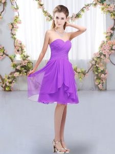 Lavender Sweetheart Neckline Ruffles and Ruching Court Dresses for Sweet 16 Sleeveless Lace Up