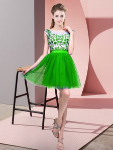 Perfect Green A-line Tulle Bateau Sleeveless Lace Mini Length Zipper Quinceanera Dama Dress