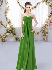 Green Zipper Dama Dress for Quinceanera Ruching Sleeveless Floor Length