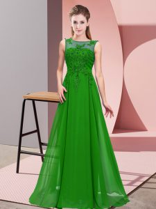 Spectacular Green Sleeveless Chiffon Zipper Quinceanera Court Dresses for Wedding Party