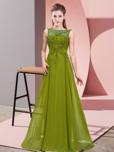 Floor Length Empire Sleeveless Olive Green Vestidos de Damas Zipper