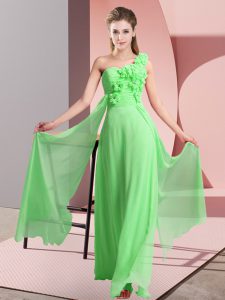 Fashionable Empire Hand Made Flower Quinceanera Dama Dress Lace Up Chiffon Sleeveless Floor Length