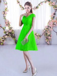 Excellent Mini Length Lace Up Dama Dress for Wedding Party with Lace
