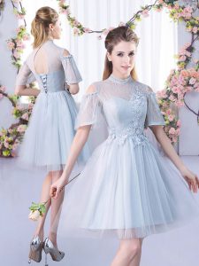 Most Popular Short Sleeves Lace Lace Up Quinceanera Court Dresses