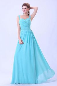 Aqua Blue Quinceanera Damas Dresses with Straps and Back Out