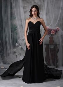 Sweetheart Black Long Dresses for Dama with Beading on Waist