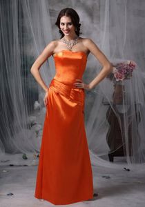 Simple Zipper-up Long Dama Quinceanera Dresses in Orange Red