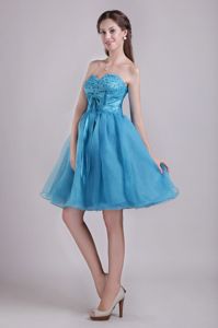 Sweet Short Teal Dama Dresses for Quinceanera with Beaded Bust