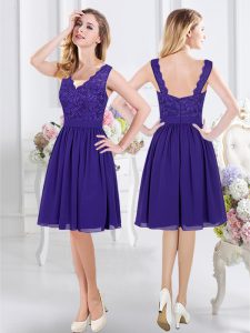 Trendy Purple Scalloped Neckline Lace Damas Dress Sleeveless Zipper