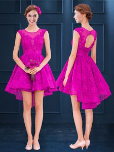 High Class Sleeveless Lace and Belt Lace Up Dama Dress for Quinceanera