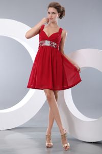Mini-length Chiffon Red Quinceanera Damas Dresses with Sequins