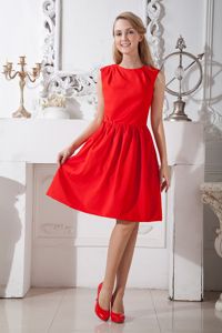 New Arrival Scoop Knee-length Red Dama Dress For Quinceanera