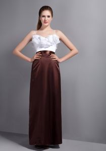 Straps Ankle-length Dama Dress in White and Burgundy with Layers