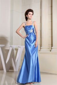 Beading and Ruches Sky Blue Dama Dress with Spaghetti Straps