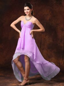 High-low Empire Sweetheart Lavender Dama Dress with Beading