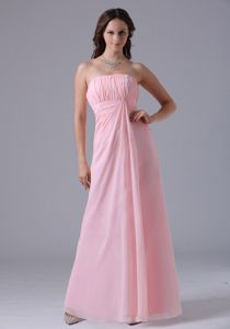 Discount Baby Pink Strapless Empire Ruched Dress for Damas