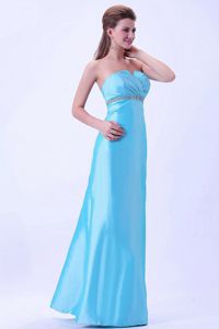 Beaded and Ruched Strapless Aqua Blue Quinceanera Dama Dress