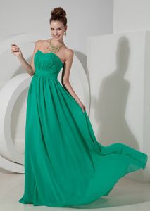 Sweetheart Turquoise Chiffon Brush Train Empire Dama Dress