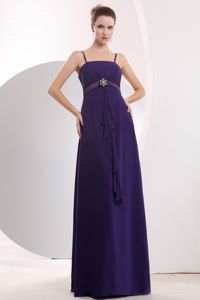 Empire Purple Straps Chiffon Sashes Dama Dresses for Cheap