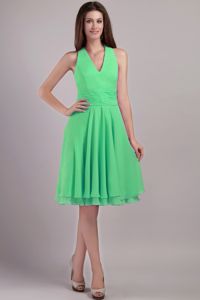 Green Chiffon Empire Halter Short Damas Dresses for Quince