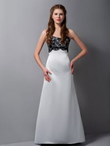 Gray Satin Strapless A-line Dresses for Dama with Lacework