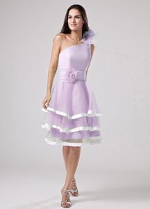 Lilac One Shoulder Flower Dama Dress with Ruffled Layers