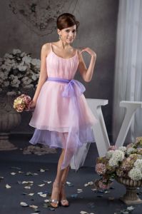 Scoop Straps Baby Pink Damas Dresses for Quince with Sash