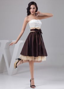 Ruched Multi-color Quince Dama Dress with Bowknot and Bead