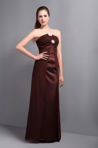 Ruffled Chocolate Strapless 15 Dresses For Damas with Beading