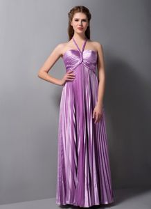 Empire Halter Pleated Prom Dresses For Dama in Light Purple